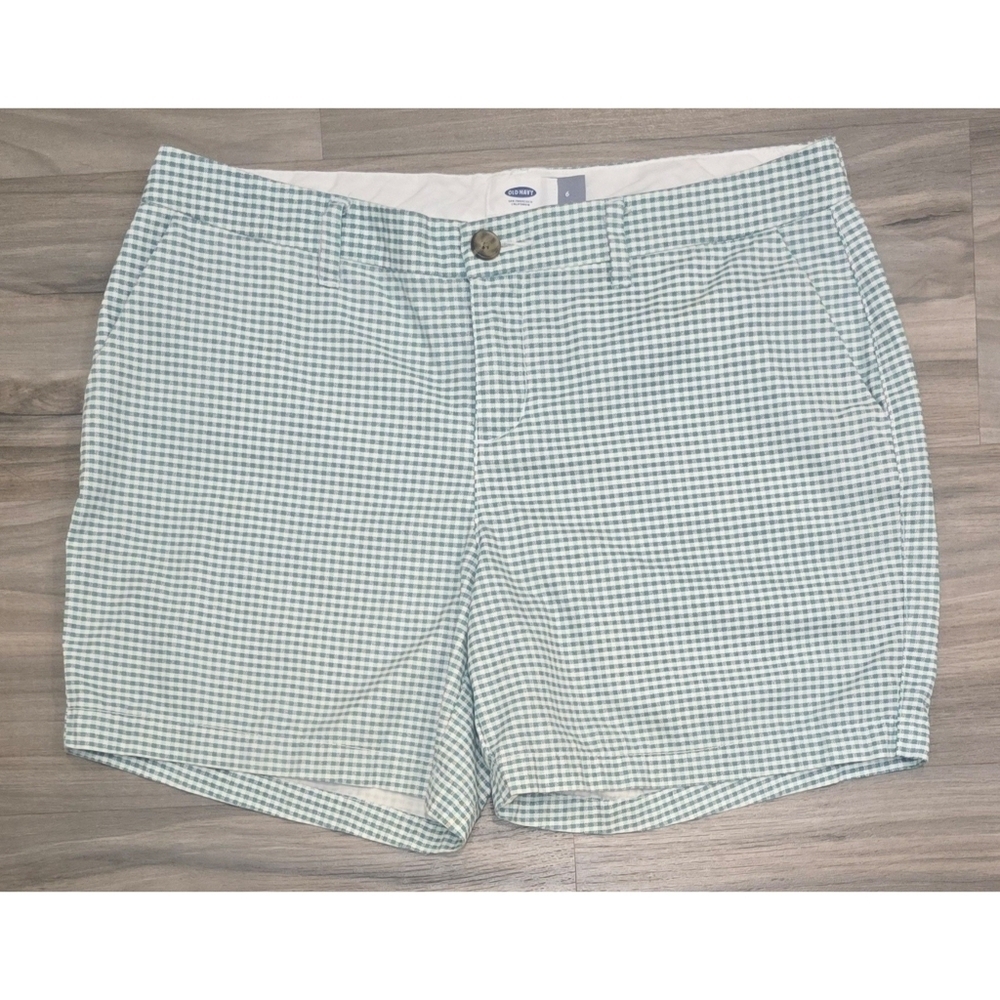 Old Navy Green & White Plaid Shorts Size 6